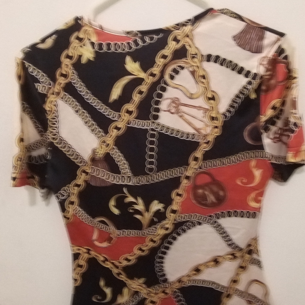 Chain Print Short Sleeve Blouse